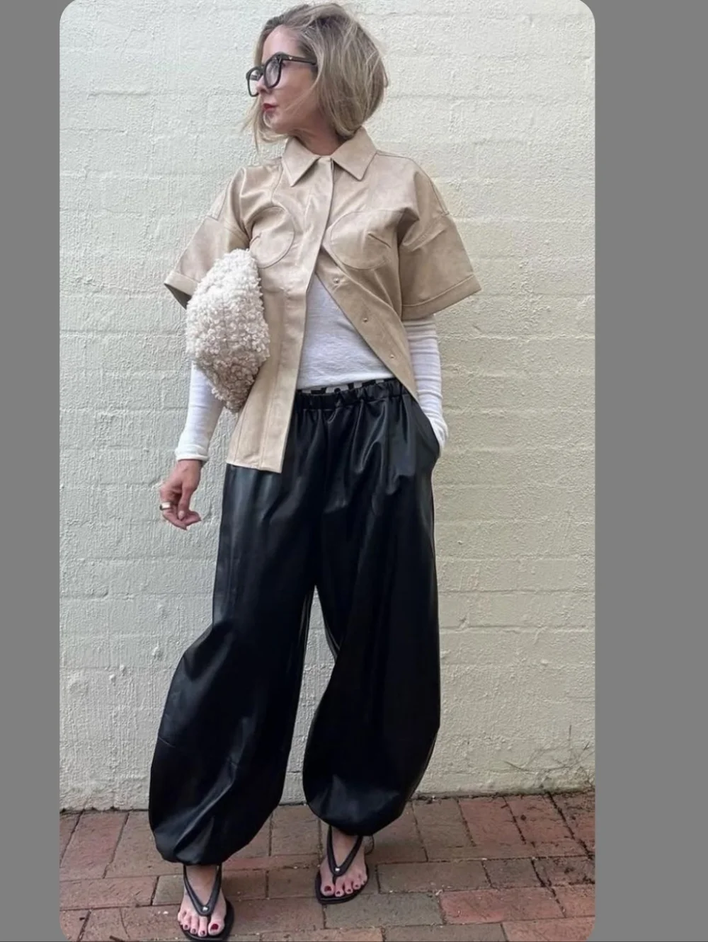 Zara Faux Leather Balloon Pants Black Size S